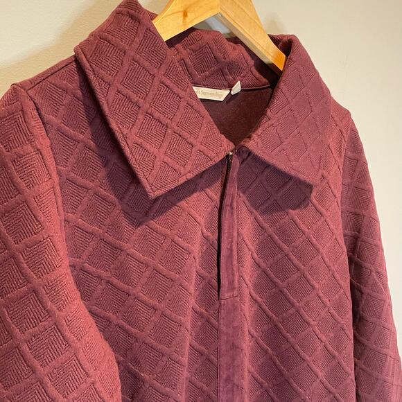Soft Surroundings Dorothy Jacquard Pullover Top in Merlot - size Medium - Picture 2 of 7